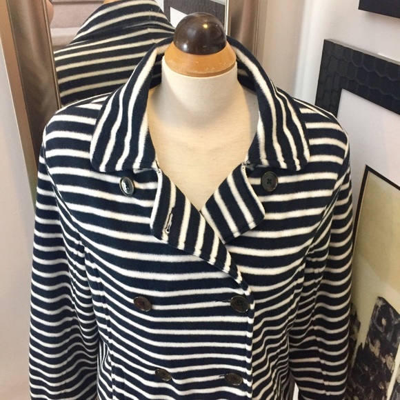 Lands End double breasted stripped peacoat - Picture 3 of 6